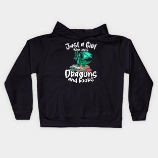 Just A Girl Who Loves Dragons And Books Reading Dragon Kids Hoodie